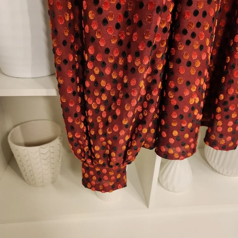 Babydoll Velvet Top Last Letter Burnout Blouson Sleeves Sz 14 Lane Bryant - Picture 7 of 16